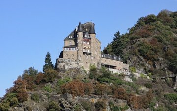пейзаж, замок, германия, castle katz, замок катц, санкт-гоарсхаузен, st. goarshausen, burg katz, катц