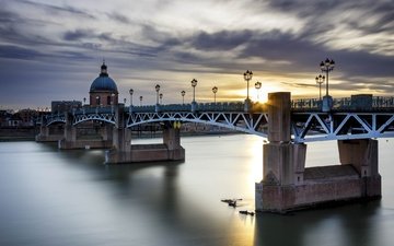 мост, город, франция, тулуза, пиренеи, pont saint pierre, гаронна, тулу́за, мост сен-пьер
