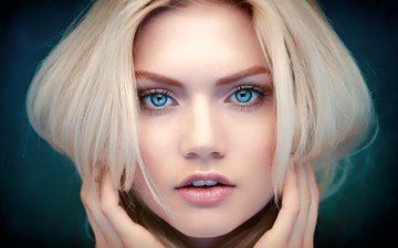 блондинка, портрет, модель, лицо, голубые глаза, мартина димитрова