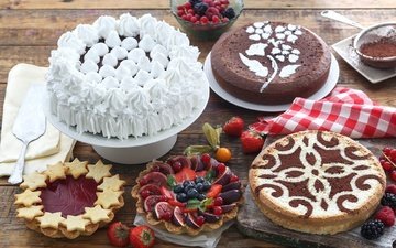 ягоды, выпечка, торт, десерт, пирог
