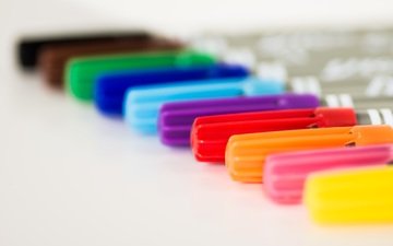 макро, разноцветные, бумага, радуга, карандаши, цветные, карандаш, маркер