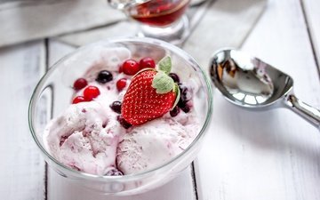 мороженое, клубника, ягоды, сладкое, десерт