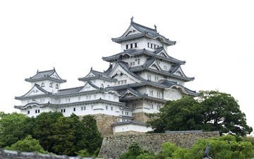 пейзаж, япония, дом, архитектура, замок химэдзи