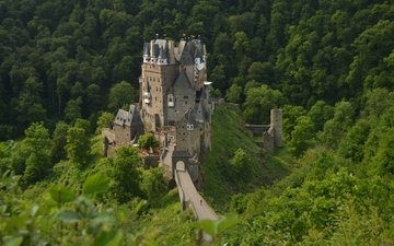 природа, панорама, замок, германия, замок эльц, виршем