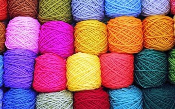 разноцветные, нити, нитки, вязание, пряжа, рукоделие, мотки