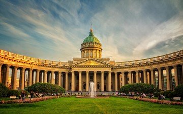 собор, фонтан, россия, санкт-петербург, казанский собор