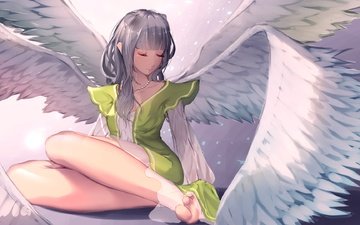 арт, девушка, крылья, аниме, ангел