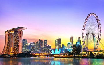 небоскребы, мегаполис, отель, аттракцион, сингапур