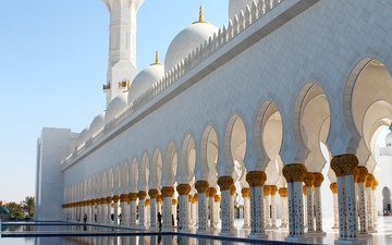 вода, храм, здание, сооружение, оаэ, абу-даби, мечеть шейха зайда