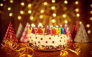 свечи, украшение, день рождения, торт