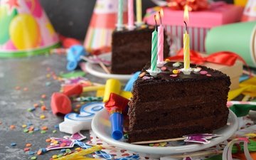 свечи, воздушные шары, день рождения, торт