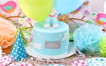 воздушные шары, украшение, день рождения, торт