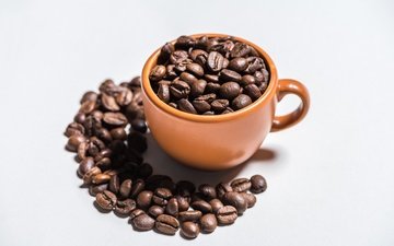 зерна, кофе, чашка, кофейные зерна