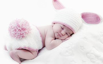сон, ушки, ребенок, одеяло, малыш, младенец, шапочка, зайчик, хвостик, sleeps