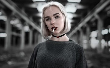 портрет, макияж, сигарета