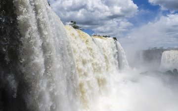 природа, скала, водопад, поток, водопад игуасу
