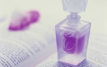 книга, духи, бутылочка, страницы, парфюм, флакон