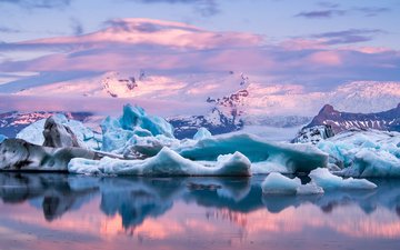 зима, отражение, пейзаж, море, айсберг, океан, льды, арктика, henrik höffling