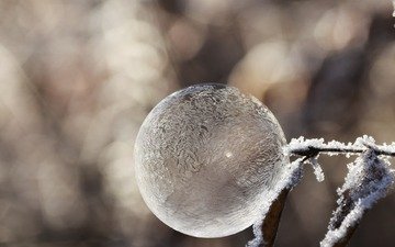 зима, настроение, мороз, иней, пузырь, мыльный пузырь