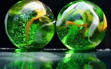 шары, отражение, шарики, стеклянный шар