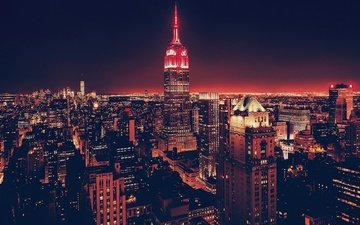 город, небоскребы, мегаполис, ночной город, сша, нью-йорк, здания, empire state building, эмпайр-стейт-билдинг, городской пейзаж, мпайр-стейт-билдинг