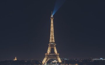 ночь, огни, париж, архитектура, франция, эйфелева башня, достопримечательность