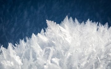 снег, природа, зима, кристаллы, крупным планом