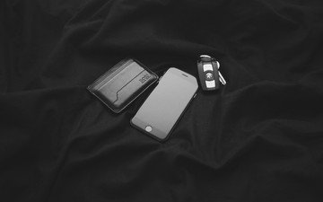 чёрно-белое, ключ, телефон, смартфон