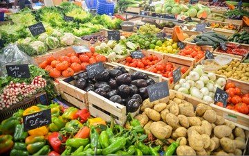 рынок, овощи, помидоры, баклажаны, капуста, картофель, перцы, ценник