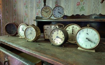 винтаж, стол, часы, время, будильник, старинные часы
