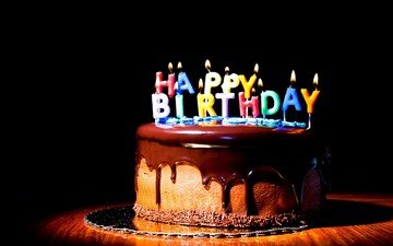 свечи, черный фон, шоколад, сладкое, день рождения, торт, десерт