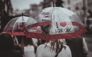 люди, девушки, дождь, зонты