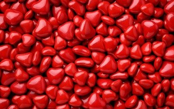 конфеты, красные, сердце, любовь, сердечки