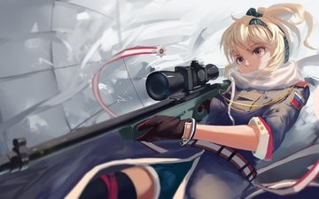 арт, девушка, оружие, аниме, снайпер, снайперская винтовка