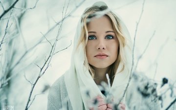 снег, зима, девушка, блондинка, портрет, модель, istvan harom