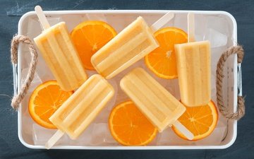 мороженое, апельсин, сладкое, десерт, сорбет, фруктовый лед