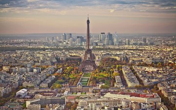 панорама, город, париж, франция, эйфелева башня