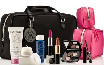 make-up, lippenstift, schatten, kosmetik, wimperntusche, creme, lancôme, косметичка