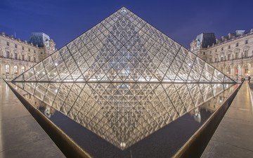 париж, пирамида, франция, лувр, музей