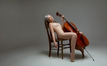 девушка, музыка, виолончель
