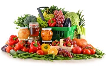 зелень, виноград, фрукты, яблоки, корзина, апельсин, овощи, мед, помидоры, перец, капуста, брокколи