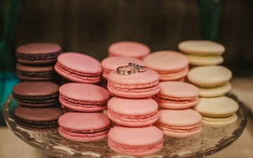кольца, свадьба, праздник, печенье, макаруны