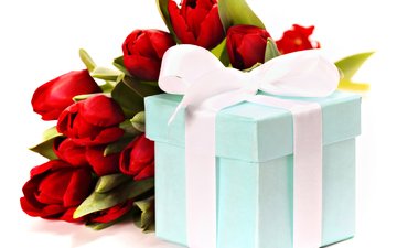 красные, букет, тюльпаны, лента, подарок, праздник, natalia klenova