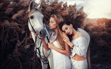 лошадь, природа, взгляд, девушки, волосы, лицо, конь, модели, иван горохов, van gorokhov