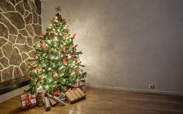 новый год, елка, подарки, рождество, гирлянда