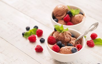 малина, мороженое, ягоды, десерт, 2, какао