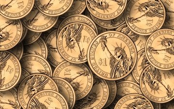 geld, gold, statue of liberty, münzen