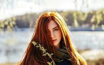 девушка, взгляд, рыжая, модель, лицо, длинные волосы, tatyana filatyeva