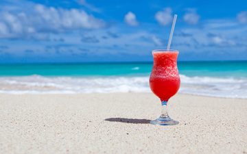природа, море, песок, пляж, океан, коктейль, тропики