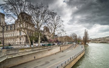 мост, париж, городок, франция